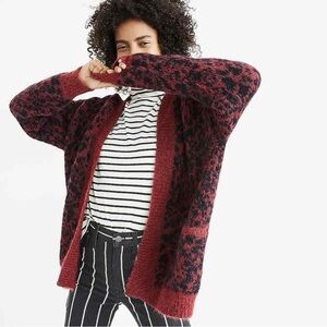 Madewell Women’s Alpaca/Wool Leopard Print Cardigan Sweater Size Small